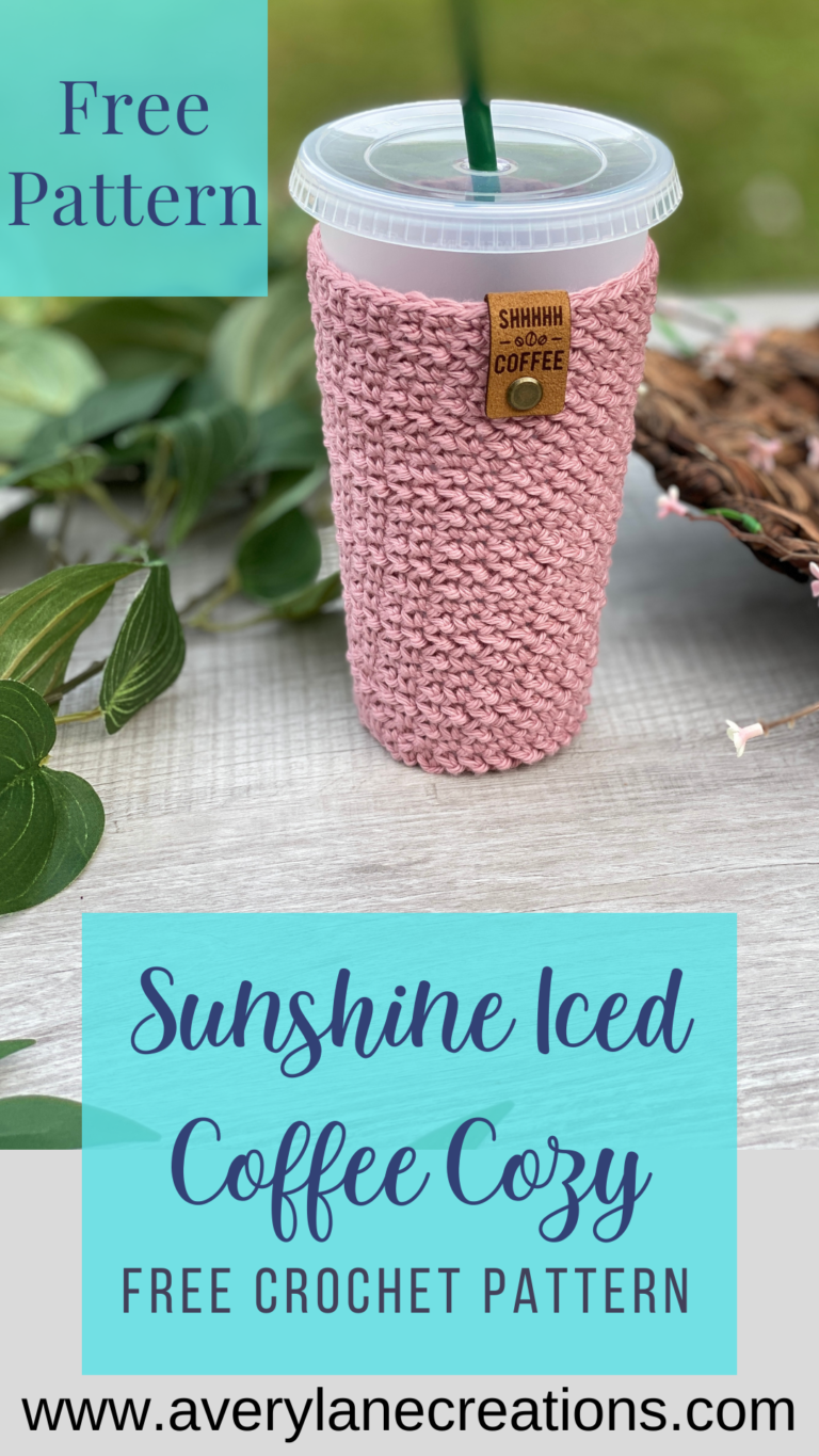 Free Crochet Pattern Sunshine Iced Coffee Cup Cozy Avery Lane Creations